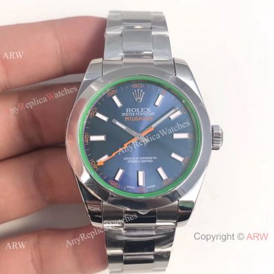 Replica Rolex Oyster Perpetual  Milgauss SS Blue Dial watch SWISS 3131